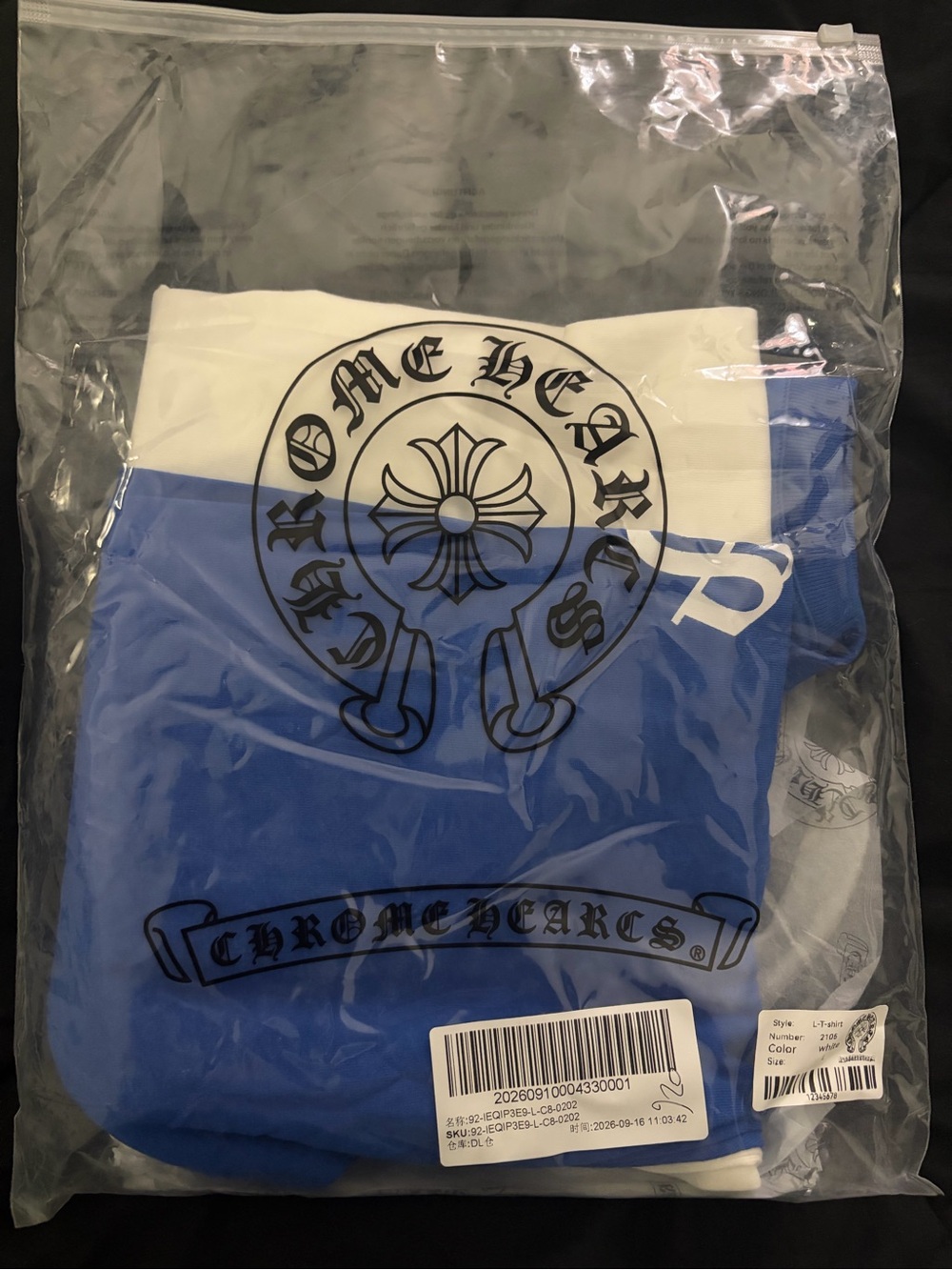 Chrome Hearts Men’s Blue and White Colorblock Shirt